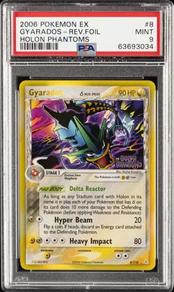 2006 POKEMON EX HOLON PHANTOMS #8 GYARADOS-REVERSE FOIL PSA 9 - Image 1