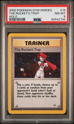 The Rocket's Trap - Holo - PSA 8 - Swirl - Gym Heroes - 2000 - #19/132 Pokemon - Image 1