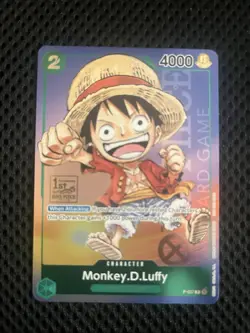 Monkey D Luffy P-037 1st Anniversary Tournament STAMP Promo Holo One Piece Card - Image 1