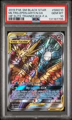 2019 POKEMON SM BLACK STAR PROMO FULL ART/MOLTRES & ZAPDOS & ARTICUNO GX PSA 10 - Image 1
