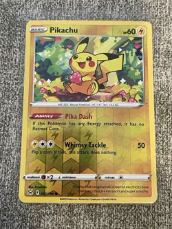 Pikachu 052/196 SWSH11: Lost Origin Reverse Holo English Pokemon Card - Image 2
