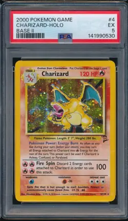 2000 Pokemon Game 4 Charizard Holo Base II 2 PSA 5 EX - 141990530 - Image 1