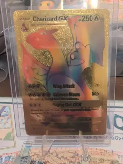 Pokemon Charizard GX Rainbow Gold Foil Card 150/147 - Image 1