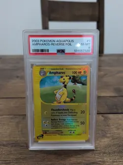 2003 Pokemon Aquapolis #1 Ampharos Reverse Foil PSA 8 - Image 1
