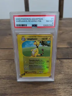 2003 Pokemon Aquapolis #1 Ampharos Reverse Foil PSA 8 - Image 2