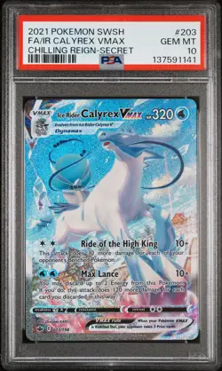 Pokemon Chilling Reign Ice Rider Calyrex VMAX 203 PSA 10 - Image 1