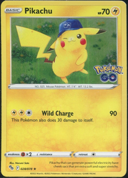 Pokemon Pikachu TCG Holo Rare Card Pokemon Go 028/078 NM Condition - Image 1