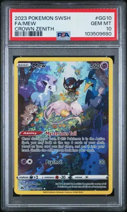 PSA 10 Mew GG10 Crown Zenith Galarian Gallery Ultra Rare Pokemon Card - Image 1