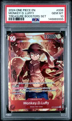 2024 ONE PIECE PROMOS TREASURE BOOSTERS SET #006 MONKEY D. LUFFY PSA 10 - Image 1