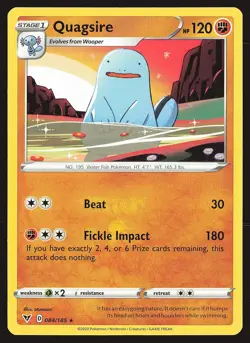 SWSH04: Vivid Voltage Quagsire #084/185 Rare Pokemon Card - Image 1
