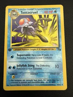 Pokemon TCG Tentacruel Fossil, 1st Edition Uncommon Card 44/62 - Image 2