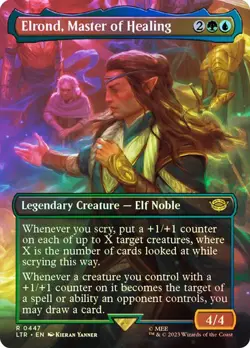 MTG ELROND, MASTER OF HEALING BORDERLESS FOIL The Lord of the Rings Collectors - Image 1