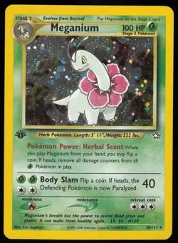 1999 Pokemon Neo Genesis 1st Edition Holofoil Meganium 10 - Image 1