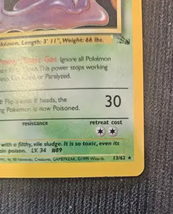 Pokemon Muk 13/62 Holo Rare Fossil - Image 2