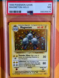 1999 Pokemon Game Base Set Game Magneton Holo #9 PSA 7 NM - Image 1