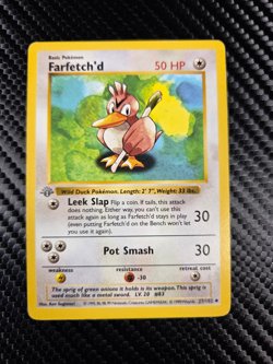 1999 WOTC POKEMON SHADOWLESS 1ST EDITION GREY STAMP FARFETCH'D 27/102 - Image 1