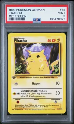 Pikachu 1st Edition Yellow Cheeks PSA 9 1999 Pokemon Game #58 German - Image 1