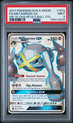 Pokemon Hidden Fates Promo Shiny Metagross GX 157A/145 Holo PSA 9 Mint - Image 1