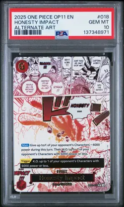 2025 ONE PIECE OP11-A FIST OF DIVINE SPEED ALTERNATE ART HONESTY IMPACT PSA 10 - Image 1