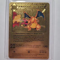 Charizard Gold Foil Fan Art Vinyl Textured Collector Display Card LV76 #6 - Image 1