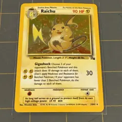 Pokemon TCG Fossil Raichu Holo Rare Trading Card 14/62 NM - Image 1