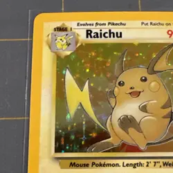 Pokemon TCG Fossil Raichu Holo Rare Trading Card 14/62 NM - Image 2