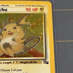 Pokemon TCG Fossil Raichu Holo Rare Trading Card 14/62 NM - Image 3