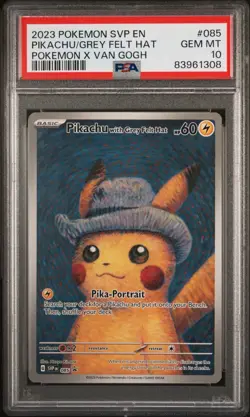 Pokemon TCG Pikachu with Grey Felt Hat PSA 10 SVP 085 Van Gogh Museum Promo Card - Image 1