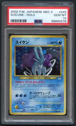 Pokemon TCG Suicune Neo 3 No. 245 PSA 10 Japanese Vintage Old Back Holo 2000 - Image 1