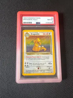 Dragonite Holo 4/62 Fossil Pokemon PSA 8 - Image 1