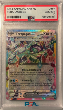 Terapagos EX #128/142 Double Rare Stellar Crown Pokemon 2024 PSA 10 - Image 1