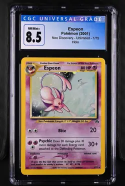 Pokemon Espeon Neo Discovery Unlimited 1/75 Holo CGC 8.5 - Image 1