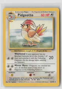 PIDGEOTTO 22/102 BASE SET POKEMON TCG MP - Image 1
