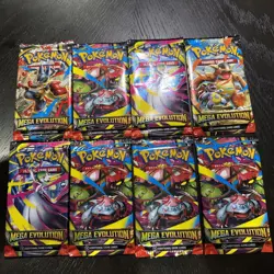 Pokemon TCG Mega Evolution Booster Pack 8 Lot Packs FREE SHIPPING - Image 1