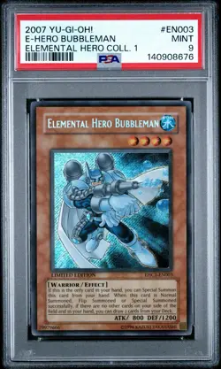 2007 Yu-Gi-Oh! Elemental HERO Bubbleman EHC1 Limited Edition Secret Rare PSA 9 - Image 1