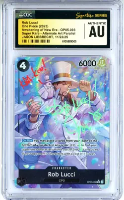 CGC Authentic Signed Jason Liebrecht One Piece CCG Rob Lucci (Alt Art) OP05-093 - Image 1