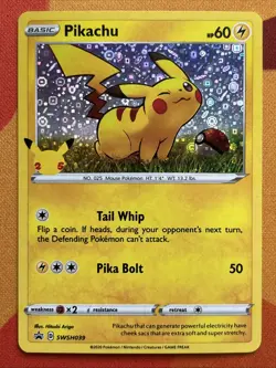 Pokemon Card - Pikachu - Sequin Holo (SWSH039) General Mills Cereal Promo NM - Image 1