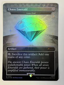 Secret Lair Sonic the Hedgehog White Chaos Emerald Foil Lotus Petal MTG 7037 NM - Image 1