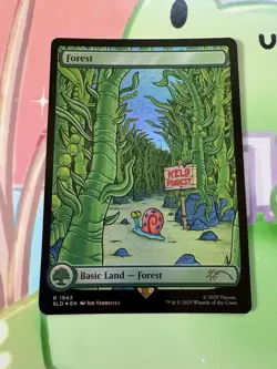 MTG Forest RAINBOW FOIL Secret Lair x SpongeBob 1943 NM - Image 1