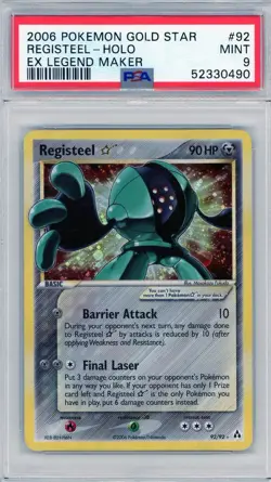 2006 Pokemon EX Legend Maker Gold Star Registeel Holo #92 PSA 9 Mint - Image 1