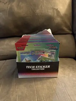 Pokemon Prismatic Evolutions Tech Sticker Collection(Lot Of 12) W/ Open Display - Image 1