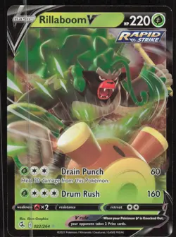 Pokemon TCG SWSH08: Fusion Strike #022/264 Rillaboom V NM - Image 1