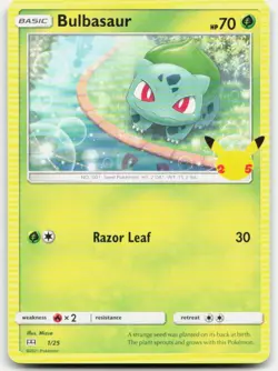 Pokemon Bulbasaur - 1/25 Promo McDonald's 25th Anniversary Promos 001/025 LP - Image 1
