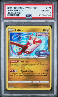 2021 POKEMON SWSH BLACK STAR PROMO PRERELEASE #171 LATIAS-HOLO PSA 10 - Image 1