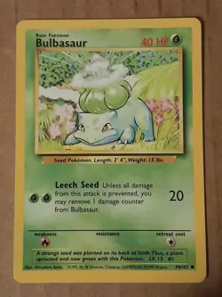 Pokemon Bulbasaur 44/102 Base Set Unlimited LP See Pictures - Image 1