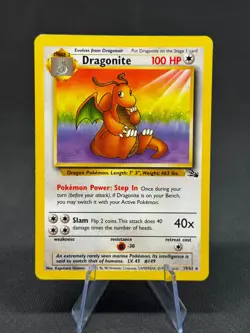 Pokemon Card Fossil Set Dragonite 19/62 Non Holo WOTC NM - Image 1
