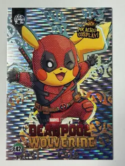 Deadpool & Wolverine (Pikachu) #E42 Silver Holo Box Hit Pikachu Cosplay Pokemon - Image 1