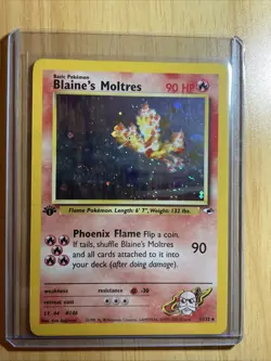 Pokemon Blaine's Moltres Gym Heroes Holo Rare 1st Edition 1/132 90 HP WOTC - Image 1