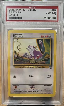 Rattata Base Set 2 Pokemon PSA 10 GEM MT Pokemon Cards - Image 1