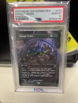MTG Savage Order (Borderless) (Emblem) Foil Jurassic World 💎PSA 10💎 - Image 1
